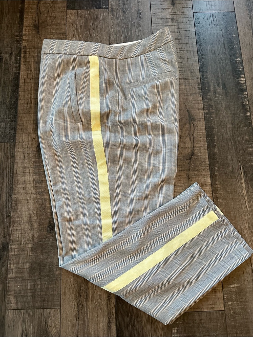 ME+EM Check Tapered Trouser With Yellow Side Stripe Women’s 12 NEW